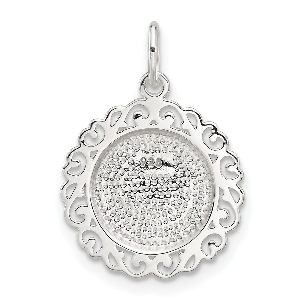 Sterling Silver E-coated Rose Charm