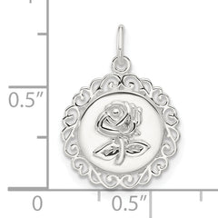 Sterling Silver E-coated Rose Charm