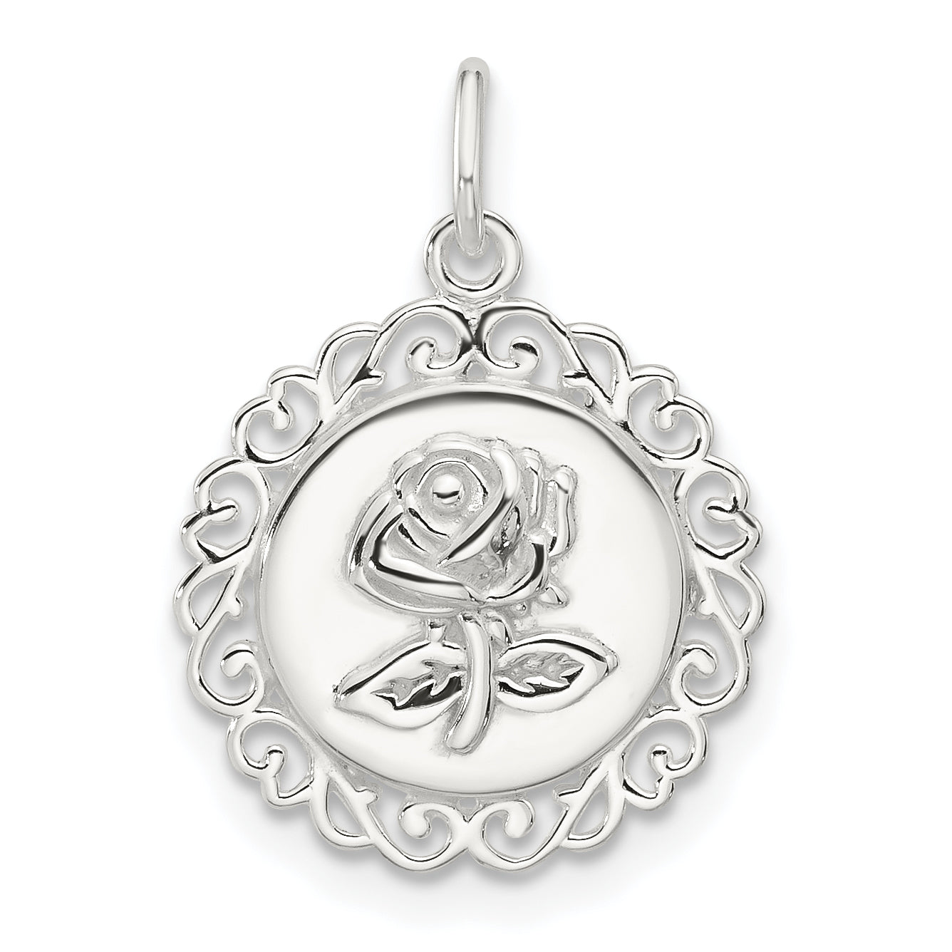 Sterling Silver E-coated Rose Charm Main image