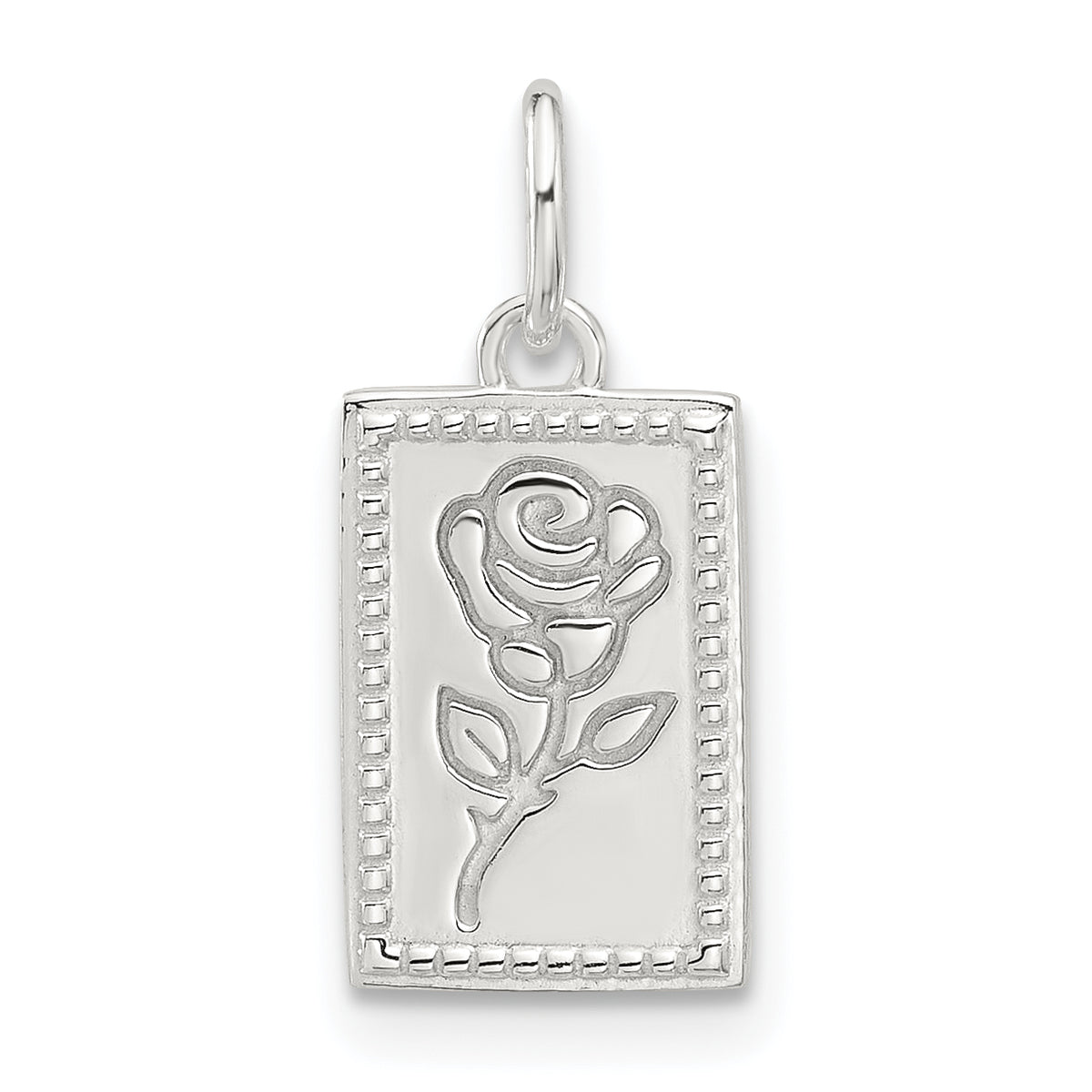 Sterling Silver E-coated Rose Charm