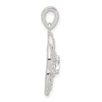 Sterling Silver E-coated CZ Flower Pendant