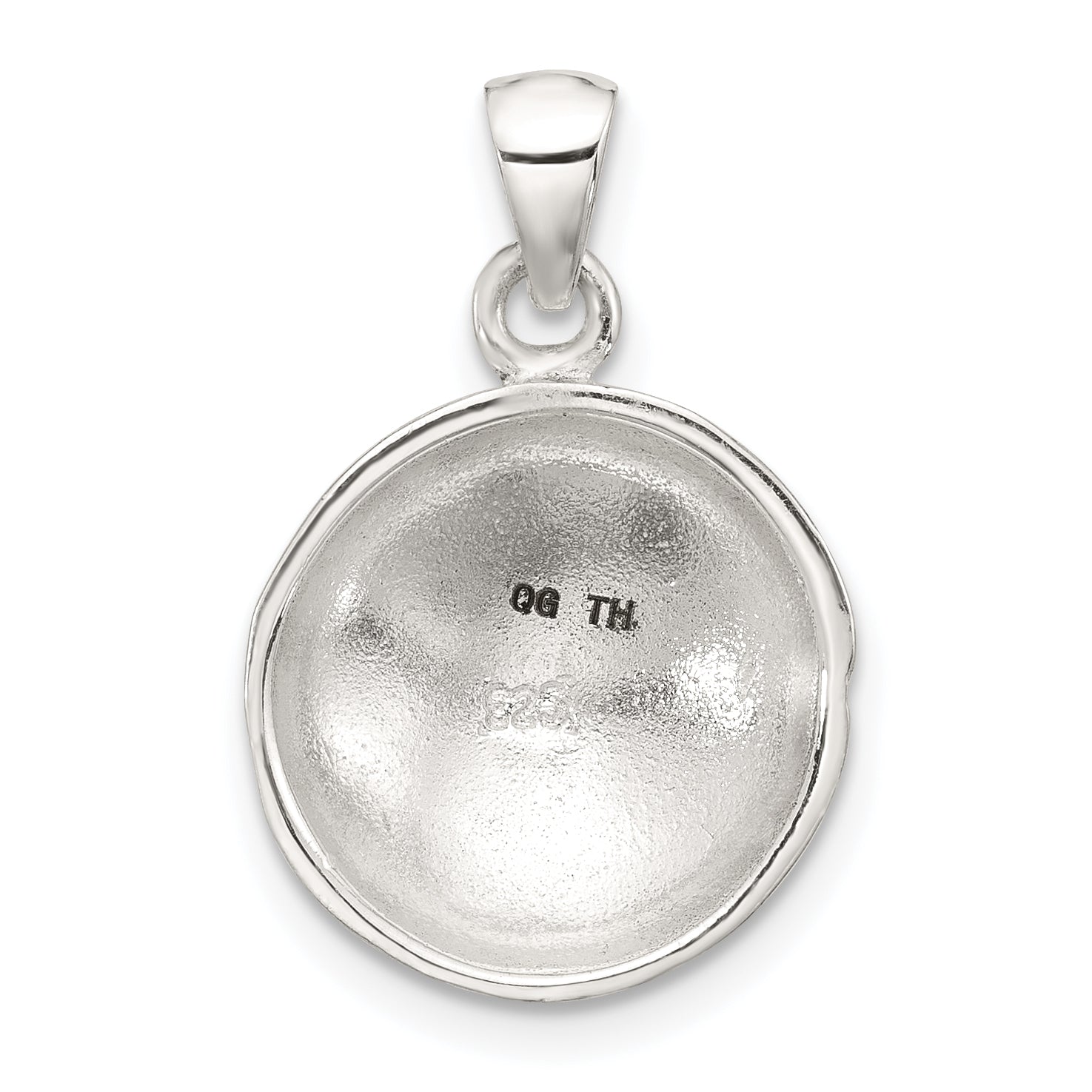 Sterling Silver Polished Textured Domed Flower Pendant
