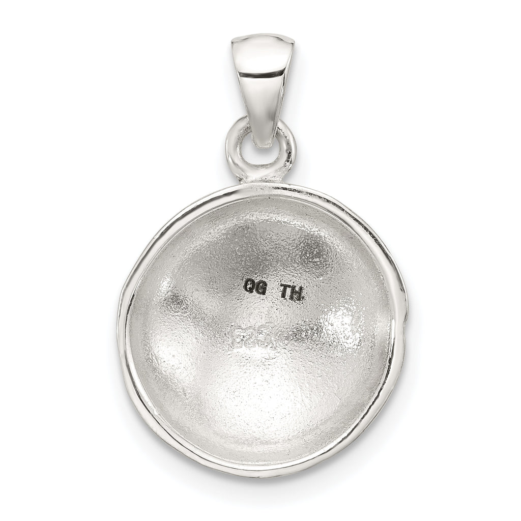 Sterling Silver Polished Textured Domed Flower Pendant