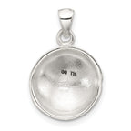 Sterling Silver Polished Textured Domed Flower Pendant