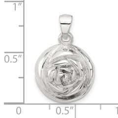Sterling Silver Polished Textured Domed Flower Pendant