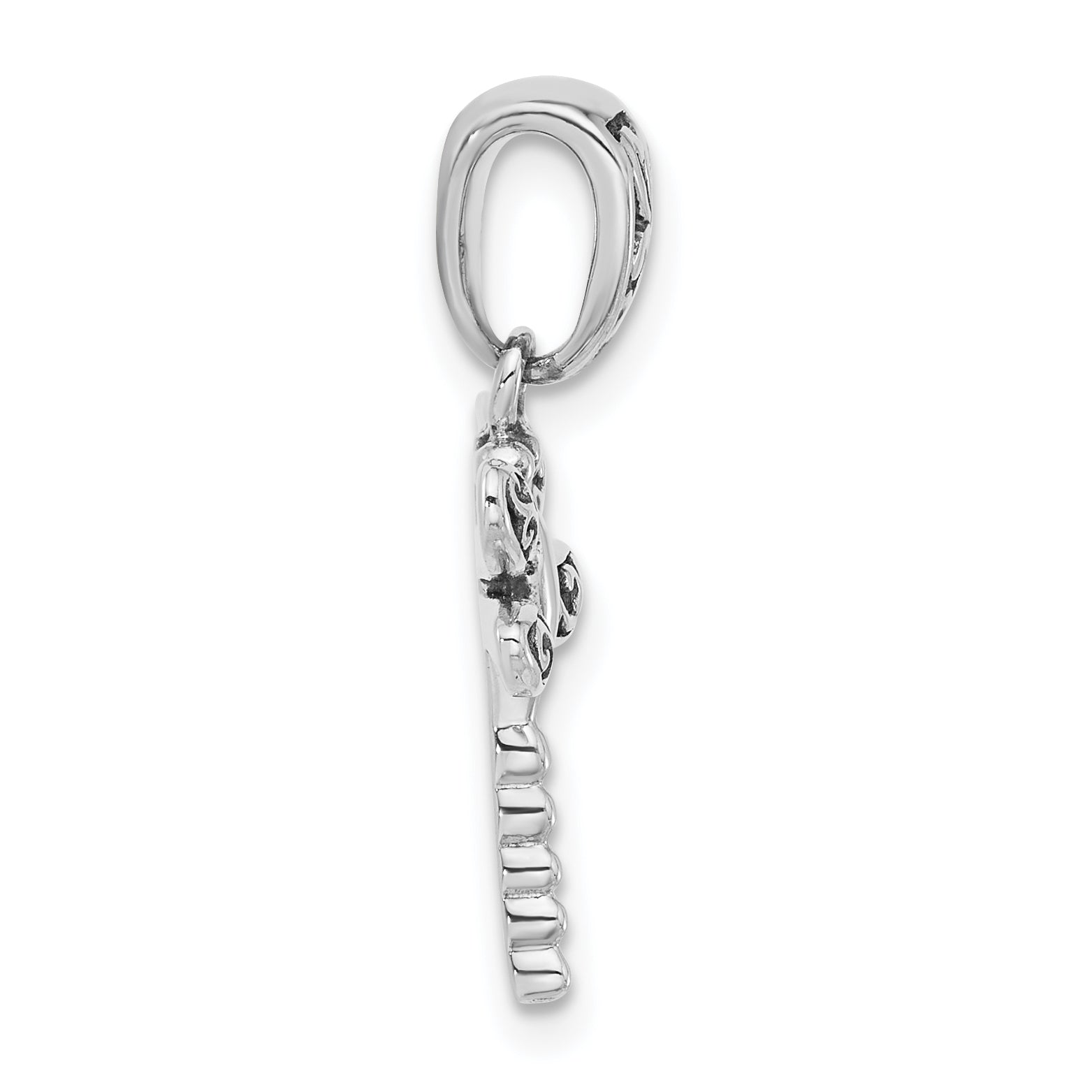 Sterling Silver Rhodium-plated Oxidized Dragonfly Pendant Secondary image