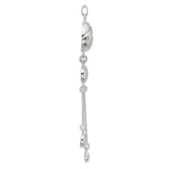 SS Polished Textured Flowers Double Strand Chain Pendant