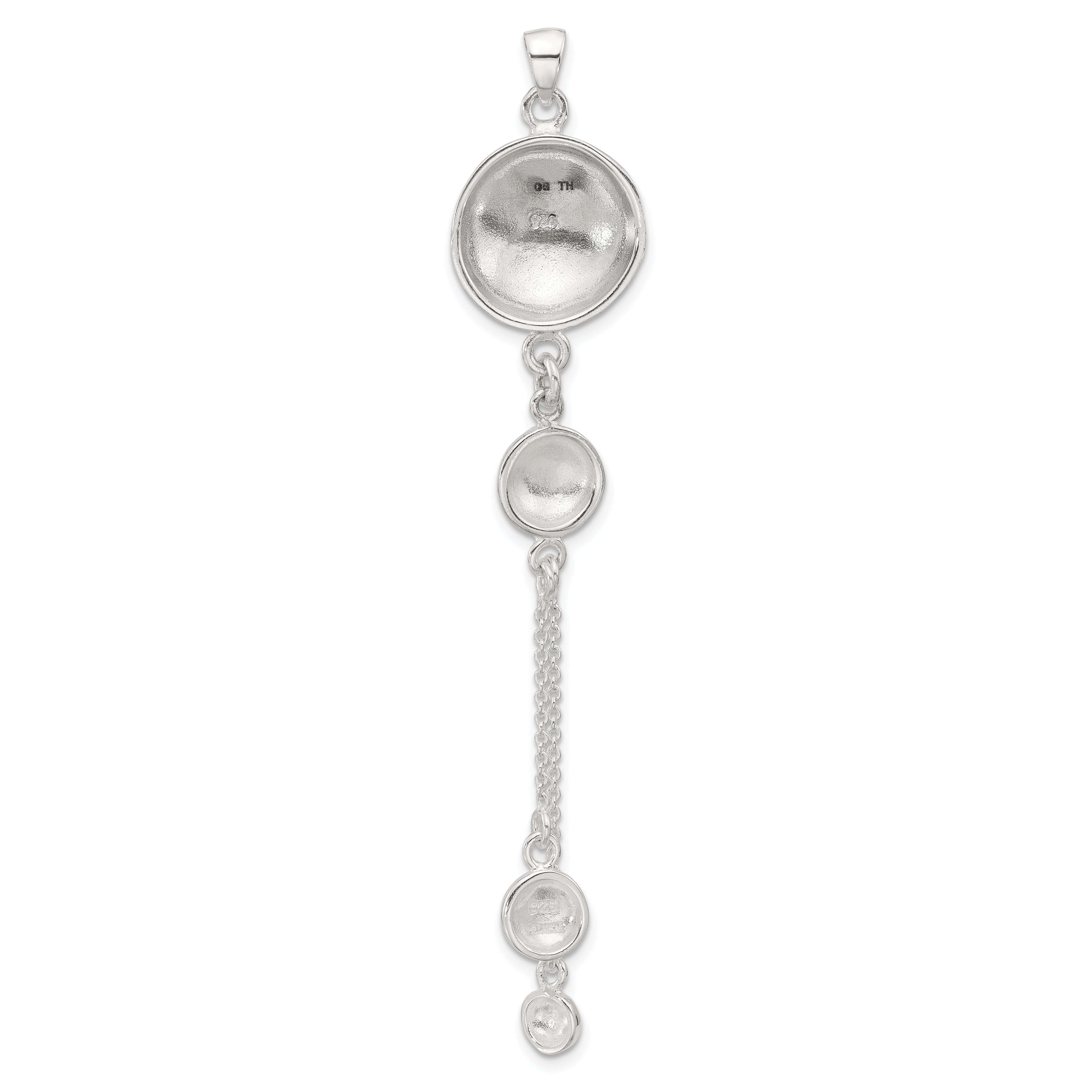 SS Polished Textured Flowers Double Strand Chain Pendant