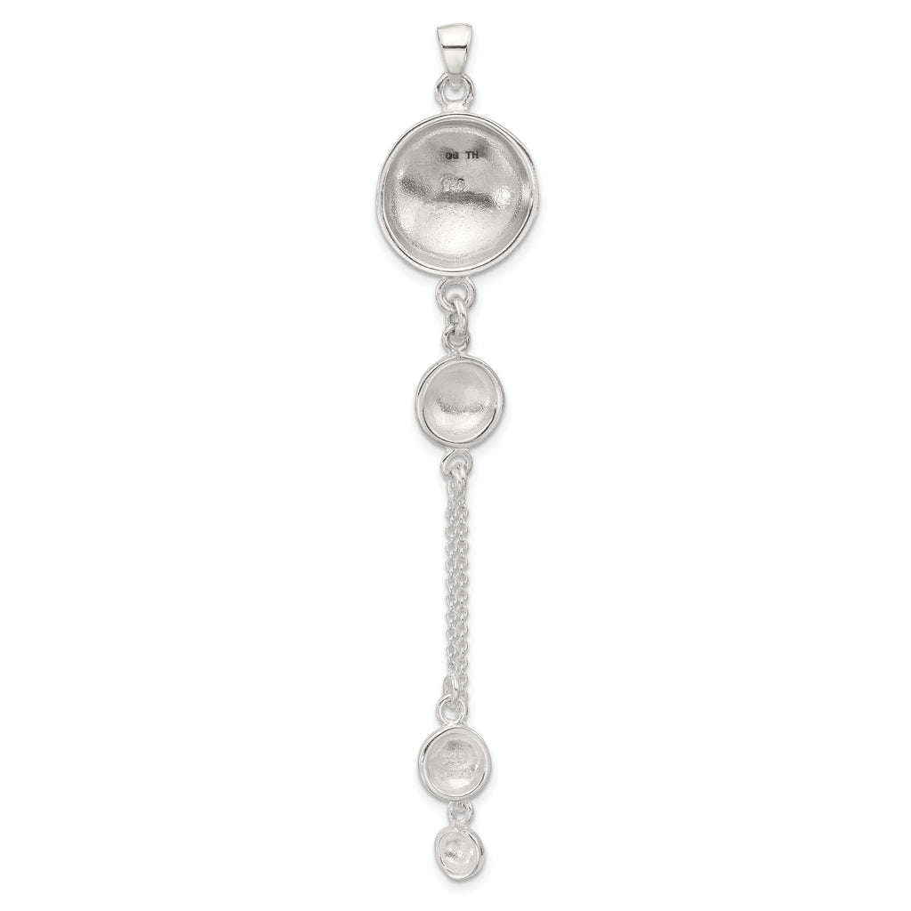 SS Polished Textured Flowers Double Strand Chain Pendant