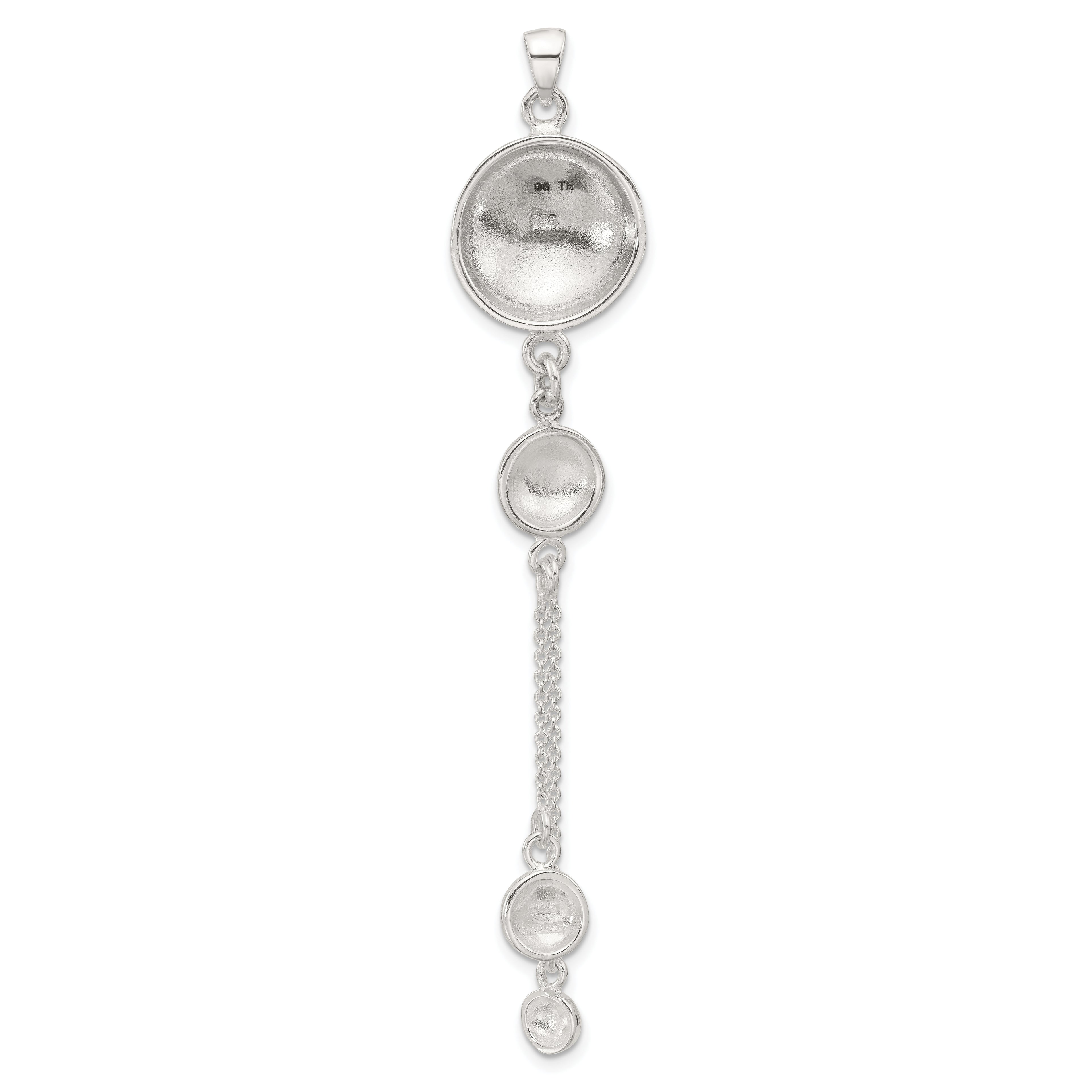 SS Polished Textured Flowers Double Strand Chain Pendant