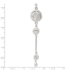 SS Polished Textured Flowers Double Strand Chain Pendant