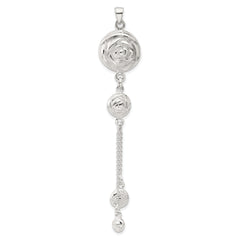 SS Polished Textured Flowers Double Strand Chain Pendant