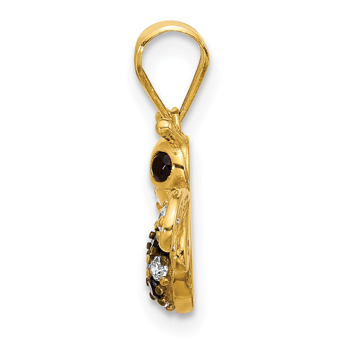 Sterling Silver Gold-tone Black Rhodium-plated Bee with CZ Pendant Secondary image