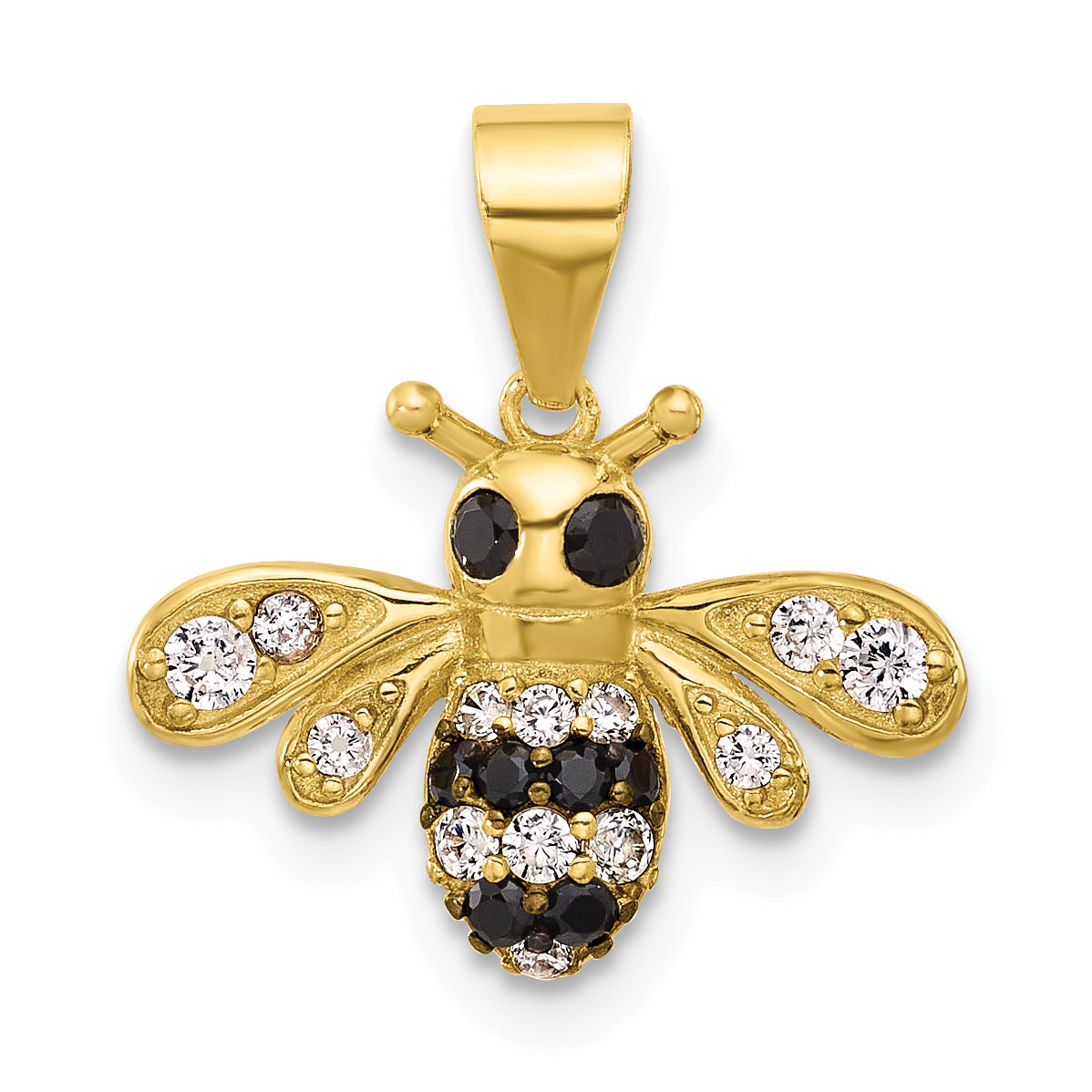 Sterling Silver Gold-tone Black Rhodium-plated Bee with CZ Pendant Main image