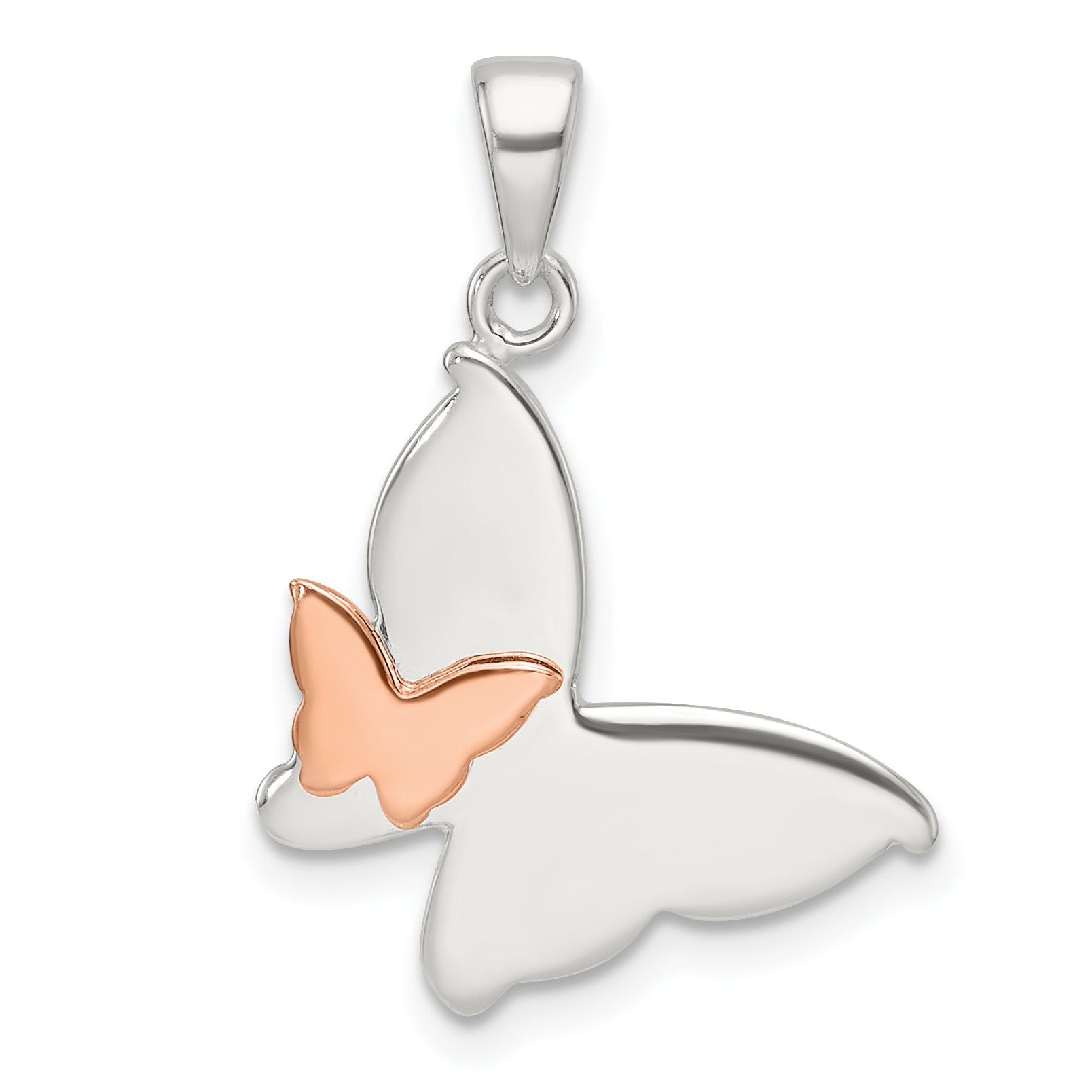 Sterling Silver And Rose-tone Double Butterfly Pendant Main image