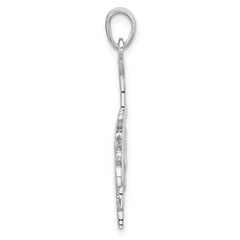 Sterling Silver Rhodium-Plated Polished Leaf Pendant