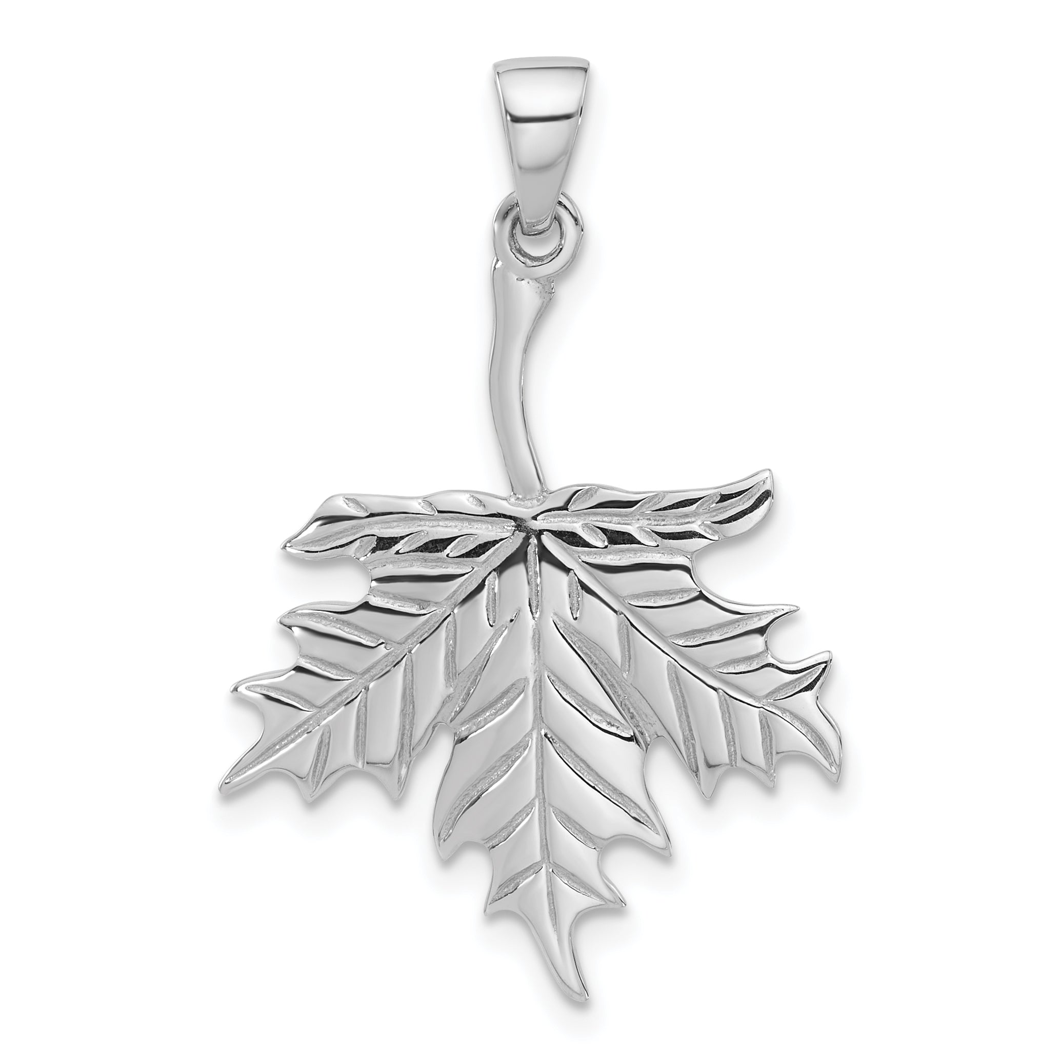 Sterling Silver Rhodium-Plated Polished Leaf Pendant Main image