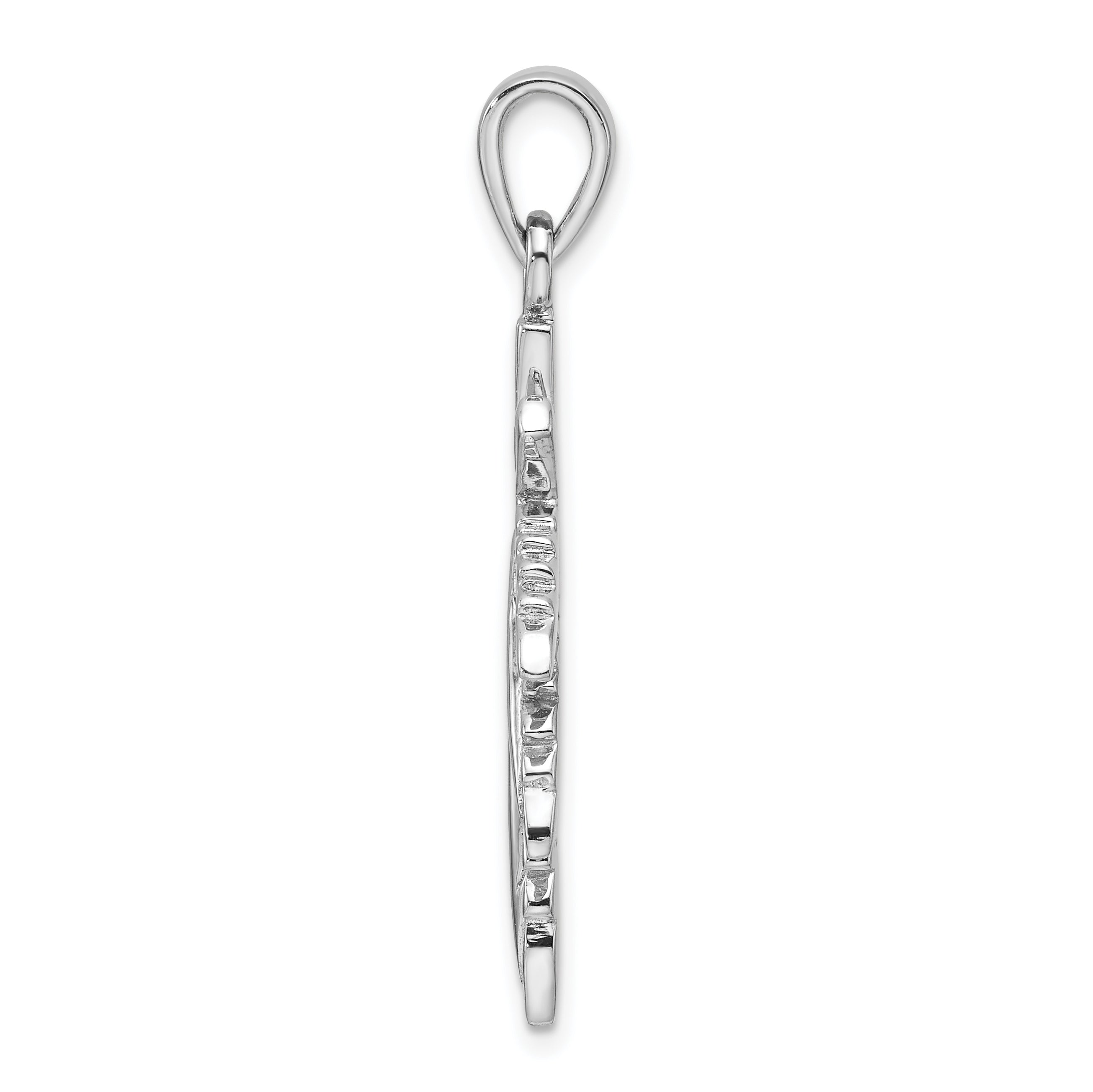 Sterling Silver Rhodium-plated Leaf Pendant