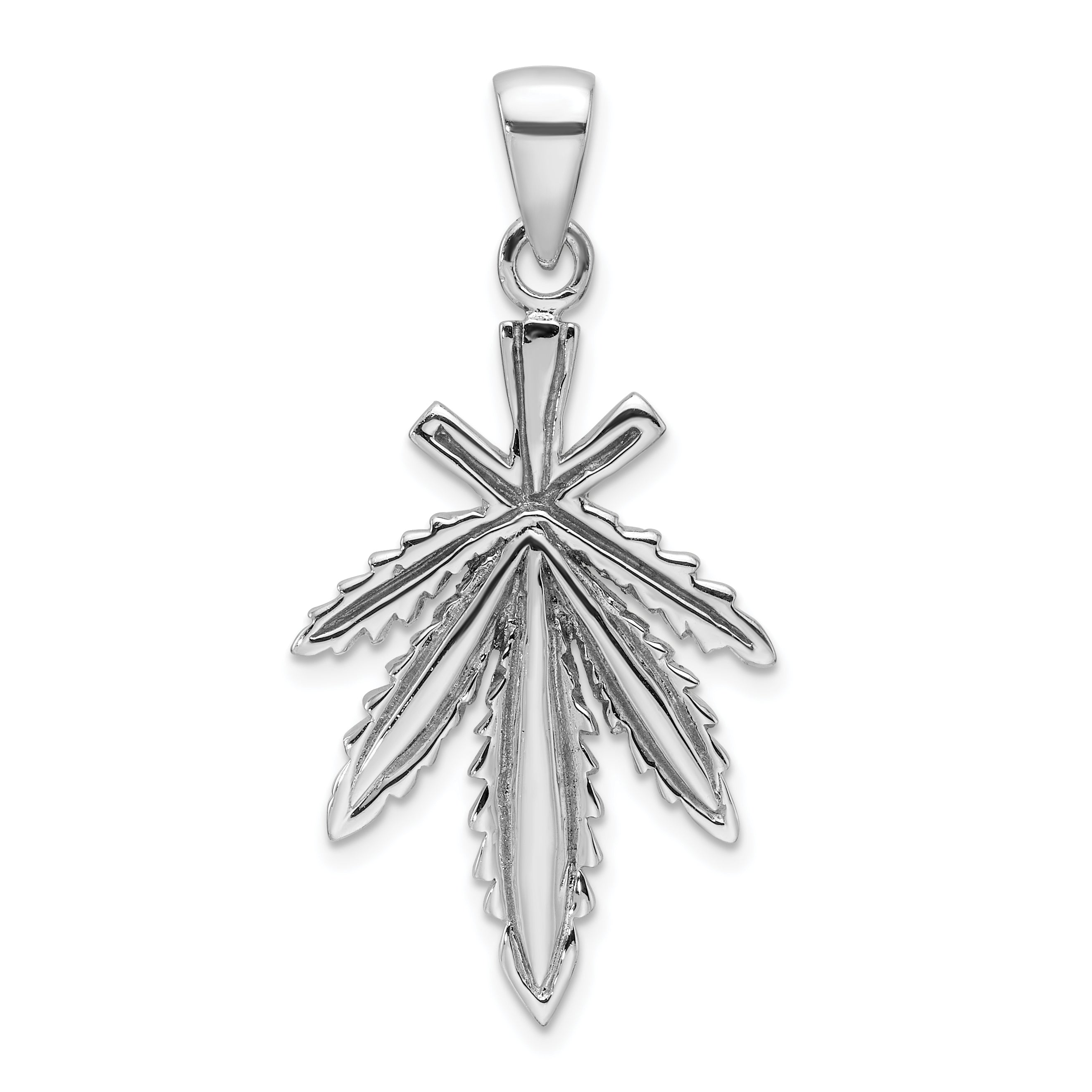 Sterling Silver Rhodium-plated Leaf Pendant Main image