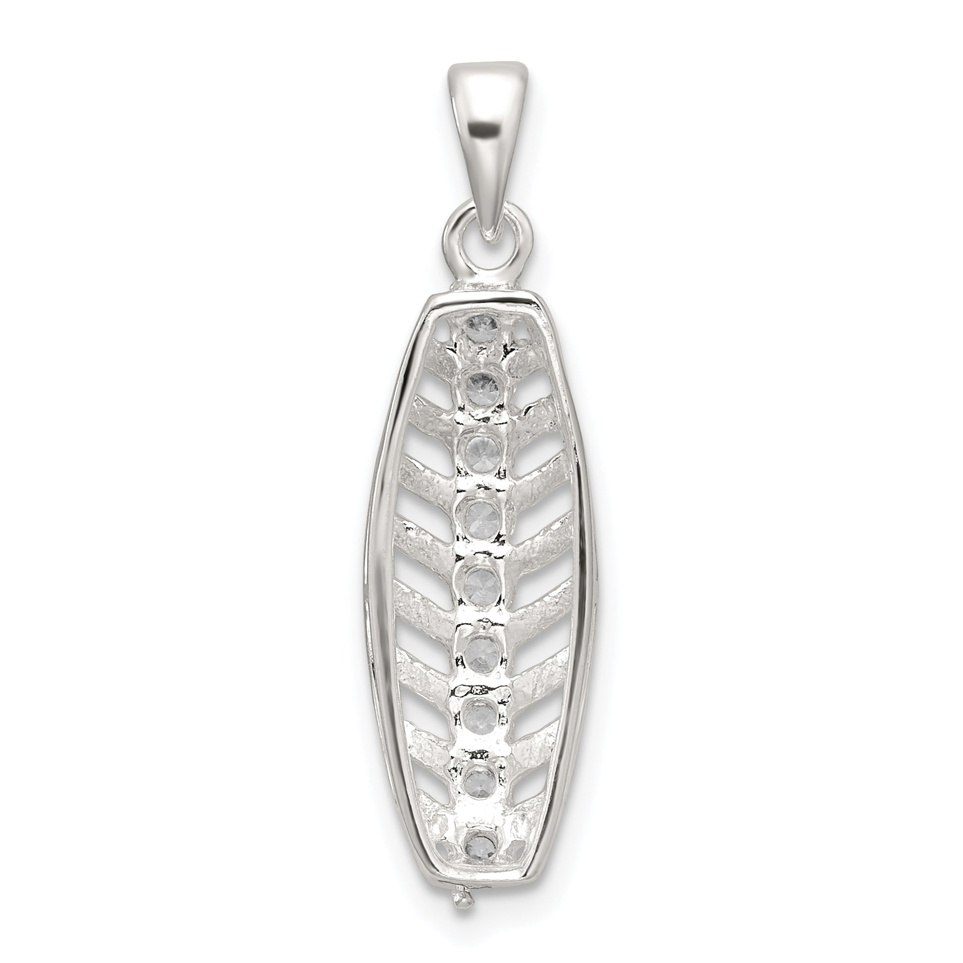 Sterling Silver Polished CZ Leaf Chain Slide
