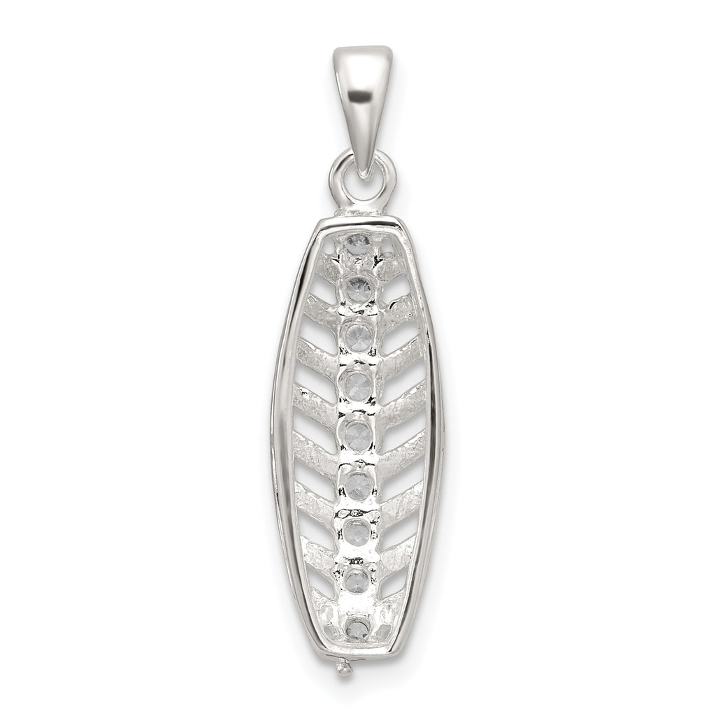 Sterling Silver Polished CZ Leaf Chain Slide