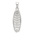 Sterling Silver Polished CZ Leaf Chain Slide