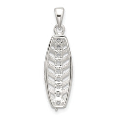 Sterling Silver Polished CZ Leaf Chain Slide