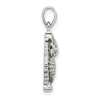 Sterling Silver Polished and Antiqued Owl Pendant