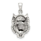 Sterling Silver Polished and Antiqued Owl Pendant