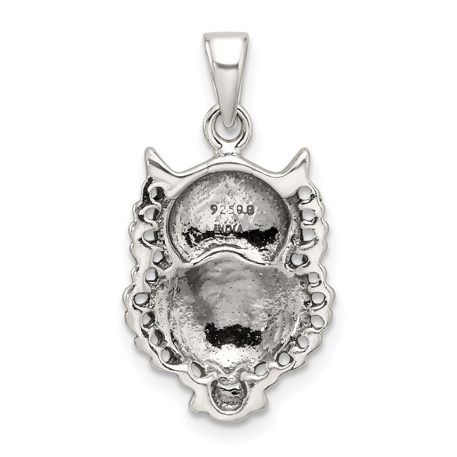 Sterling Silver Polished and Antiqued Owl Pendant