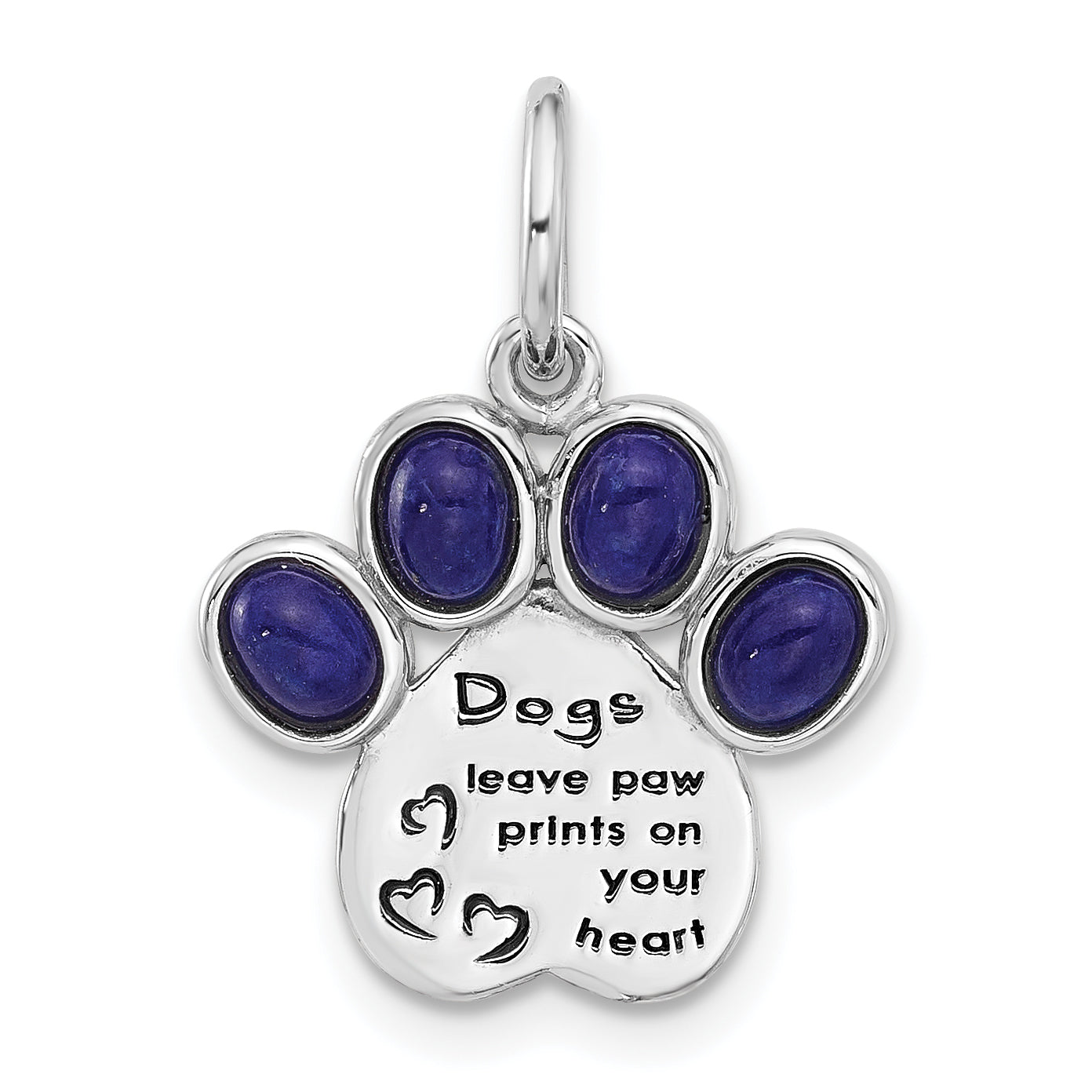 Sterling Silver Rhodium-plated Lapis Lazuli Enamel Paw Print Pendant Main image