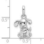 Sterling Silver Rhodium-plated Enameled Dog Charm Pendant