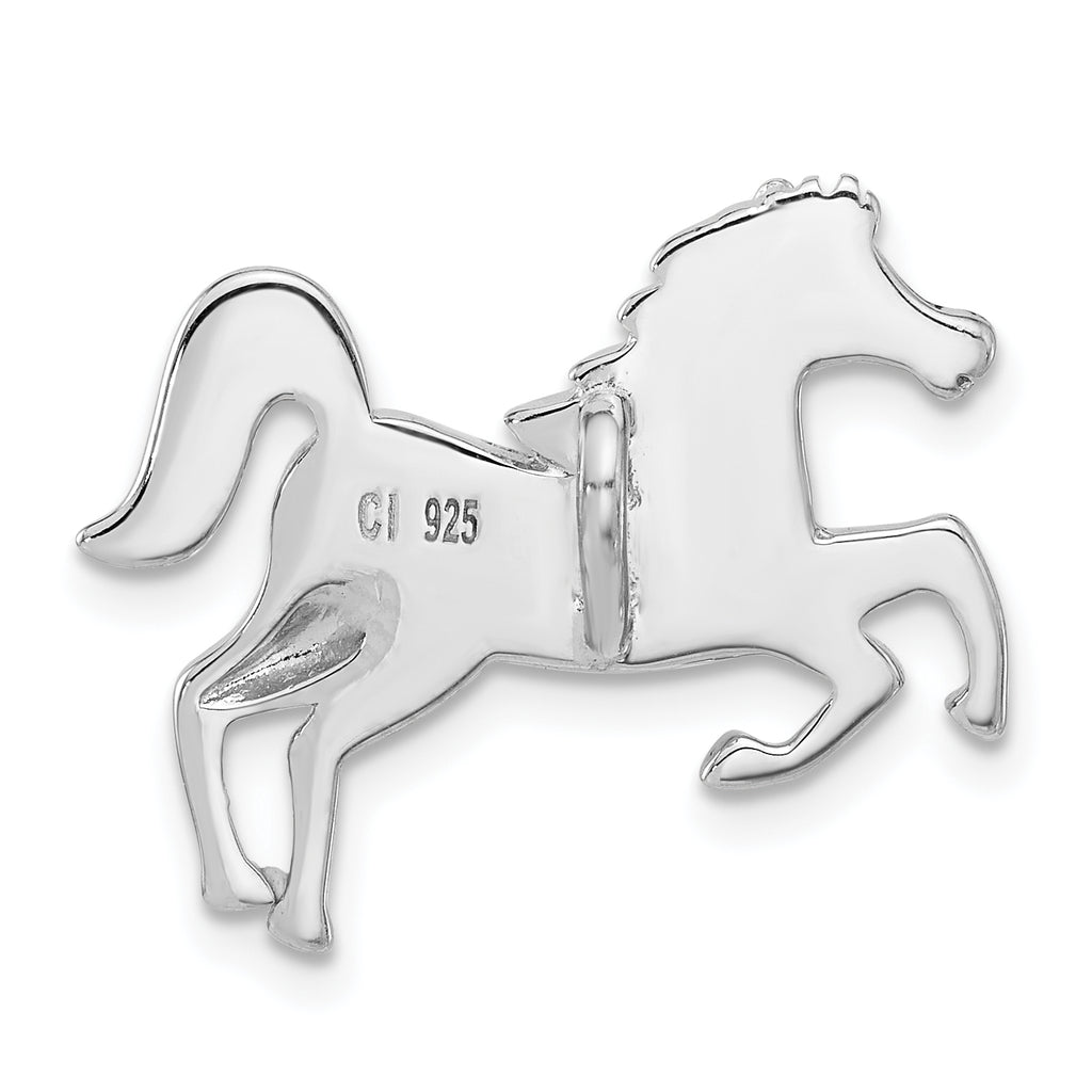 Sterling Silver Rhodium-plated Larimar Horse Chain Slide