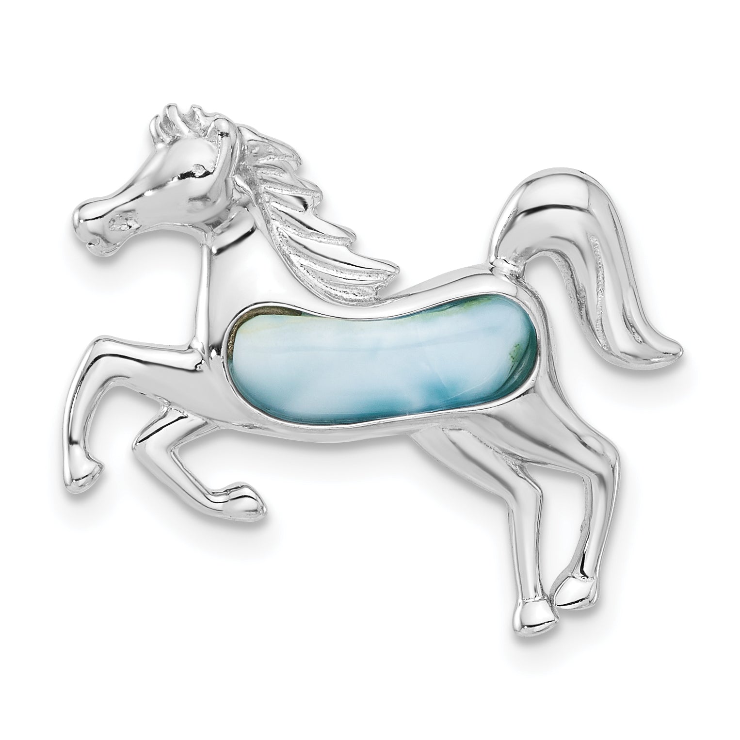 Sterling Silver Rhodium-plated Larimar Horse Chain Slide Main image