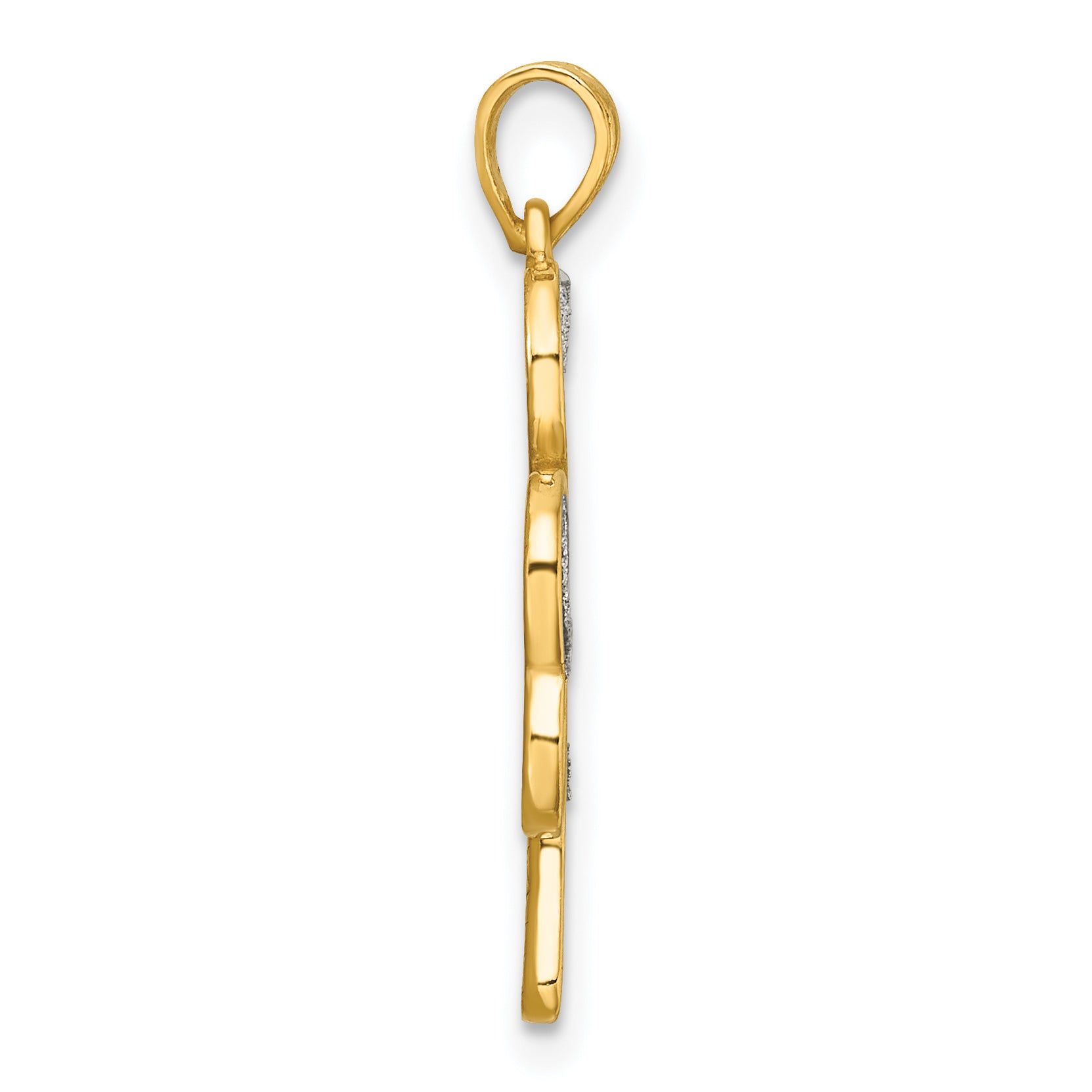 Sterling Silver Polished Gold-tone Glitter Paper Clover Pendant Secondary image