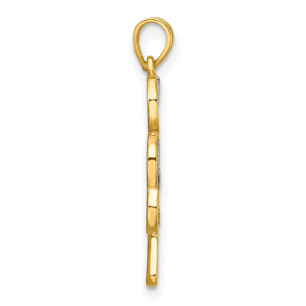 Sterling Silver Polished Gold-tone Glitter Paper Clover Pendant