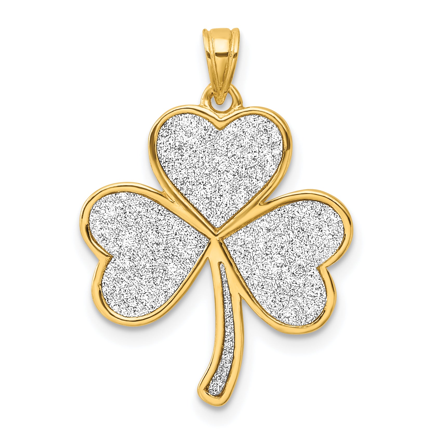 Sterling Silver Polished Gold-tone Glitter Paper Clover Pendant Main image
