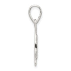 Sterling Silver Polished Enamel Luck with Clover Round Pendant