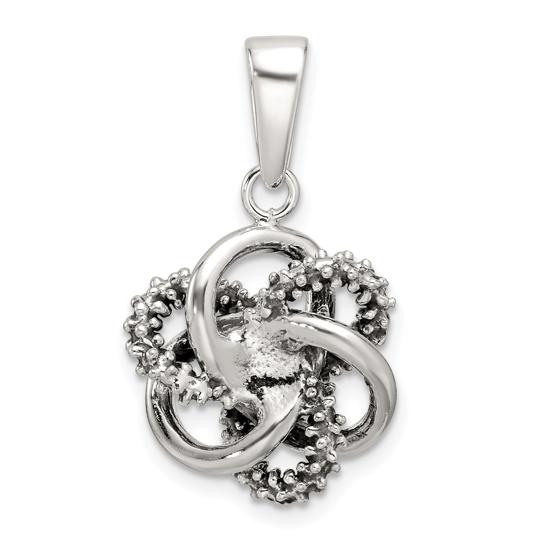 Sterling Silver Antiqued and Polished Love Knot Pendant