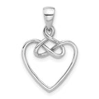 Sterling Silver Rhodium-Plated Polished Fancy Open Heart Pendant