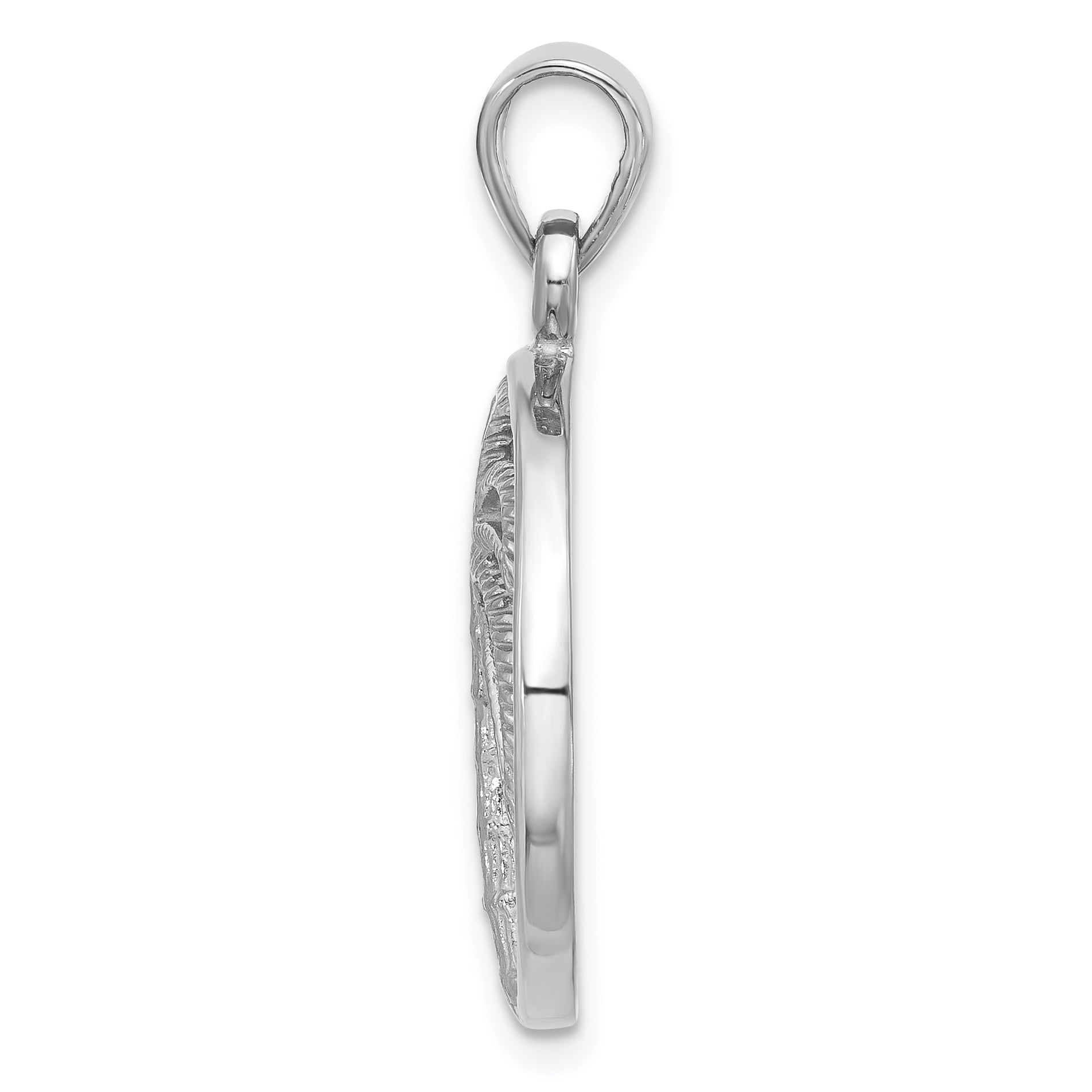Sterling Silver Rhodium-Plated Textured and Polished Palm Tree Pendant Secondary image