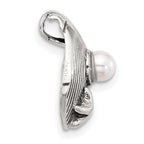 Sterling Silver Polished and Antiqued Synthetic Pearl Seashell Chain Slide