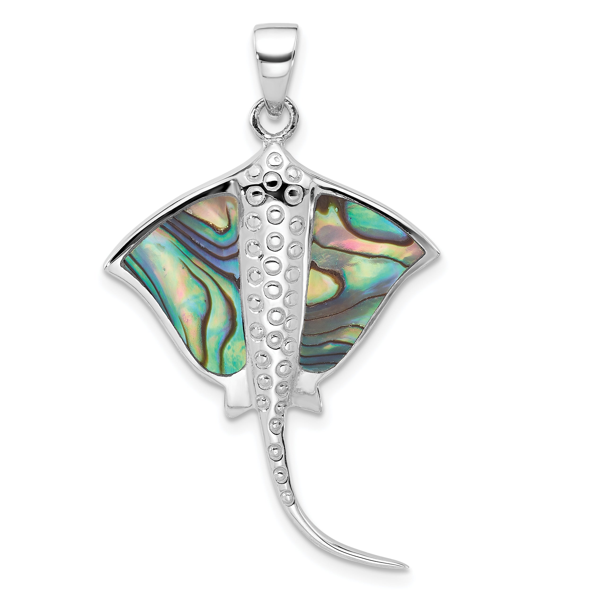 Sterling Silver Rhodium-plated Polished Polished Abalone Stingray Pendant Main image