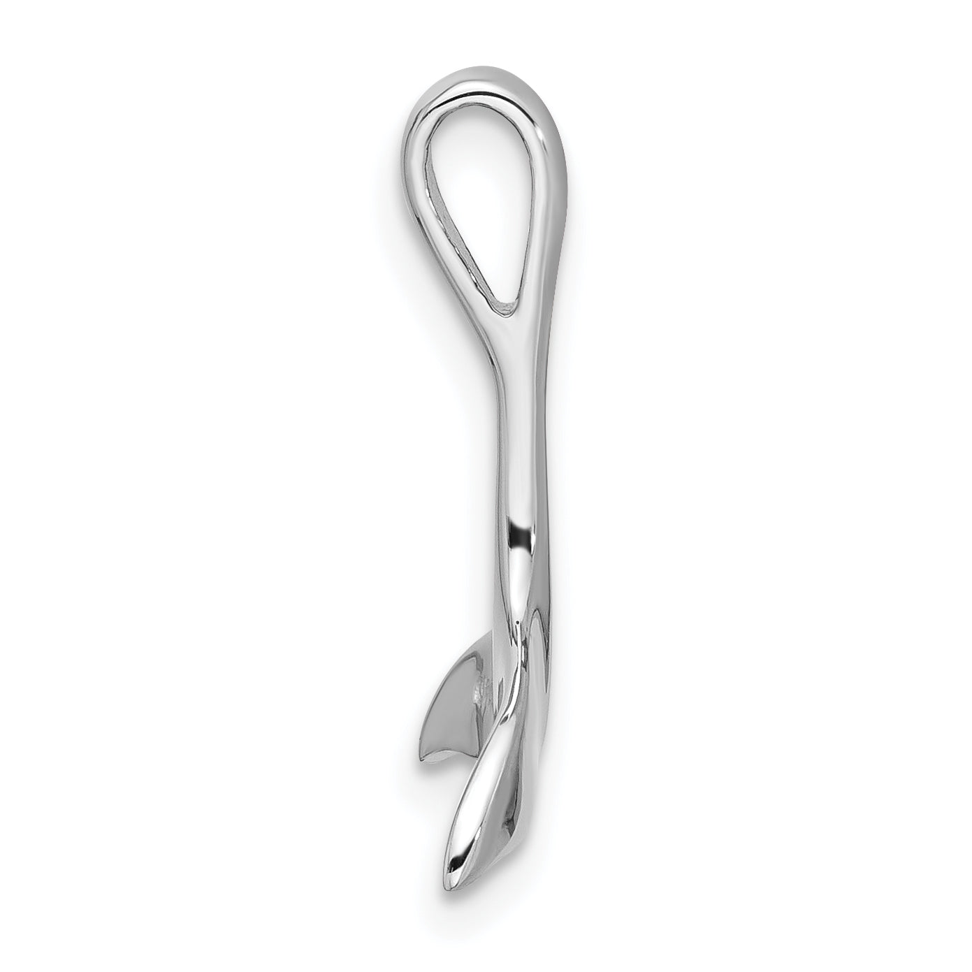 Sterling Silver Rhodium-Plated Polished Whale Tail Chain Side Main image