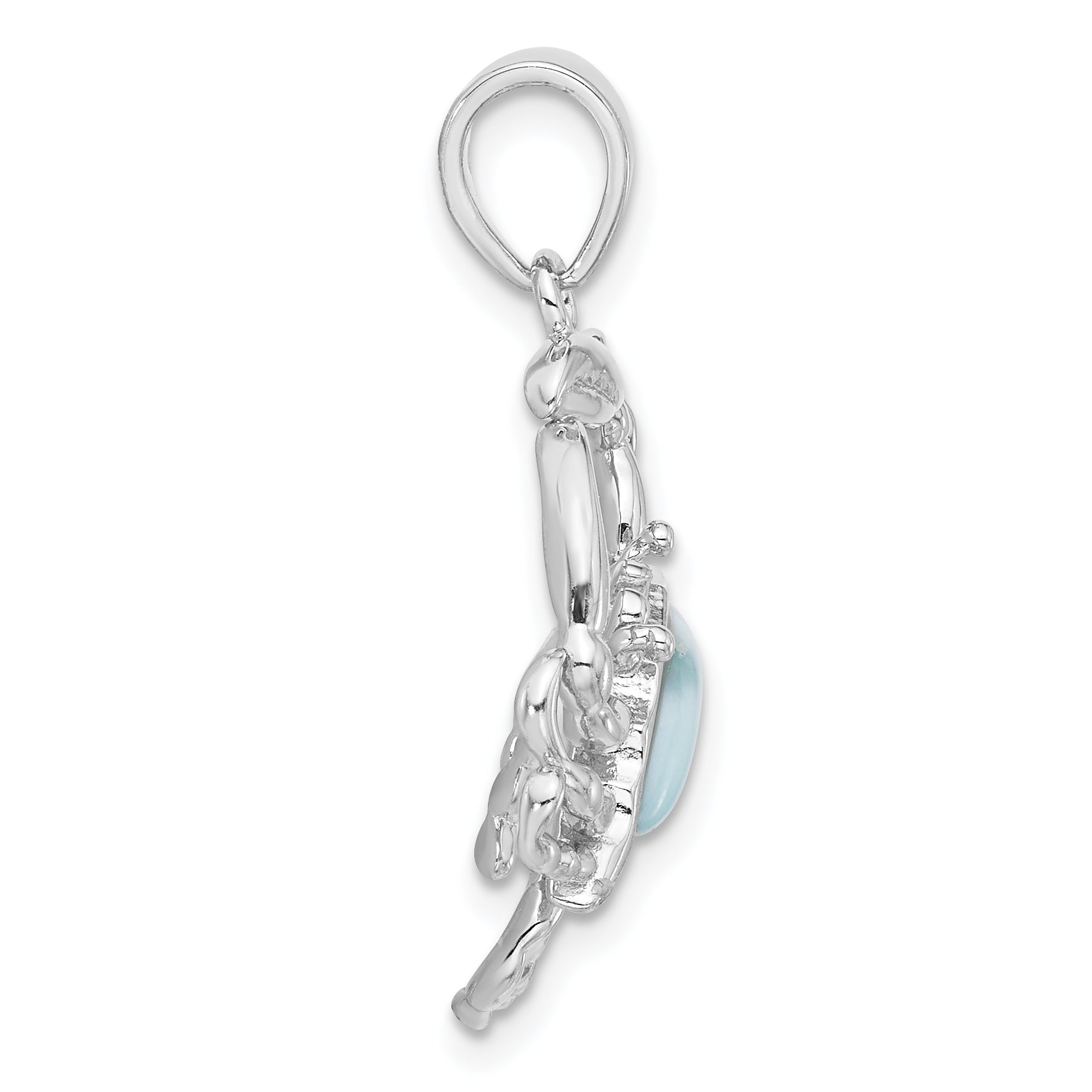 Sterling Silver Rhodium-plated with Larimar Crab Pendant Secondary image
