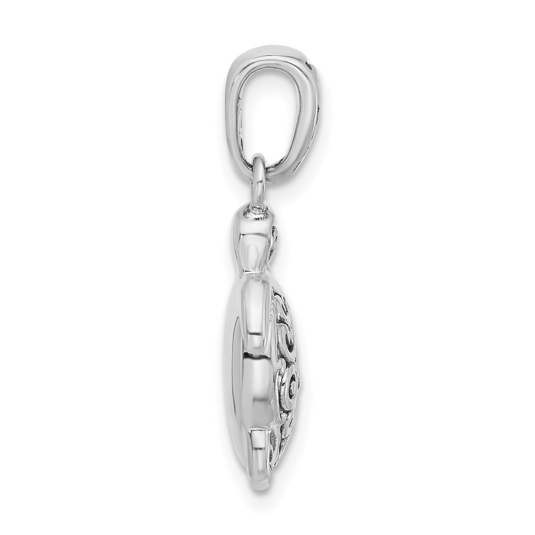Sterling Silver Rhodium-plated Oxidized Sea Turtle Pendant Secondary image