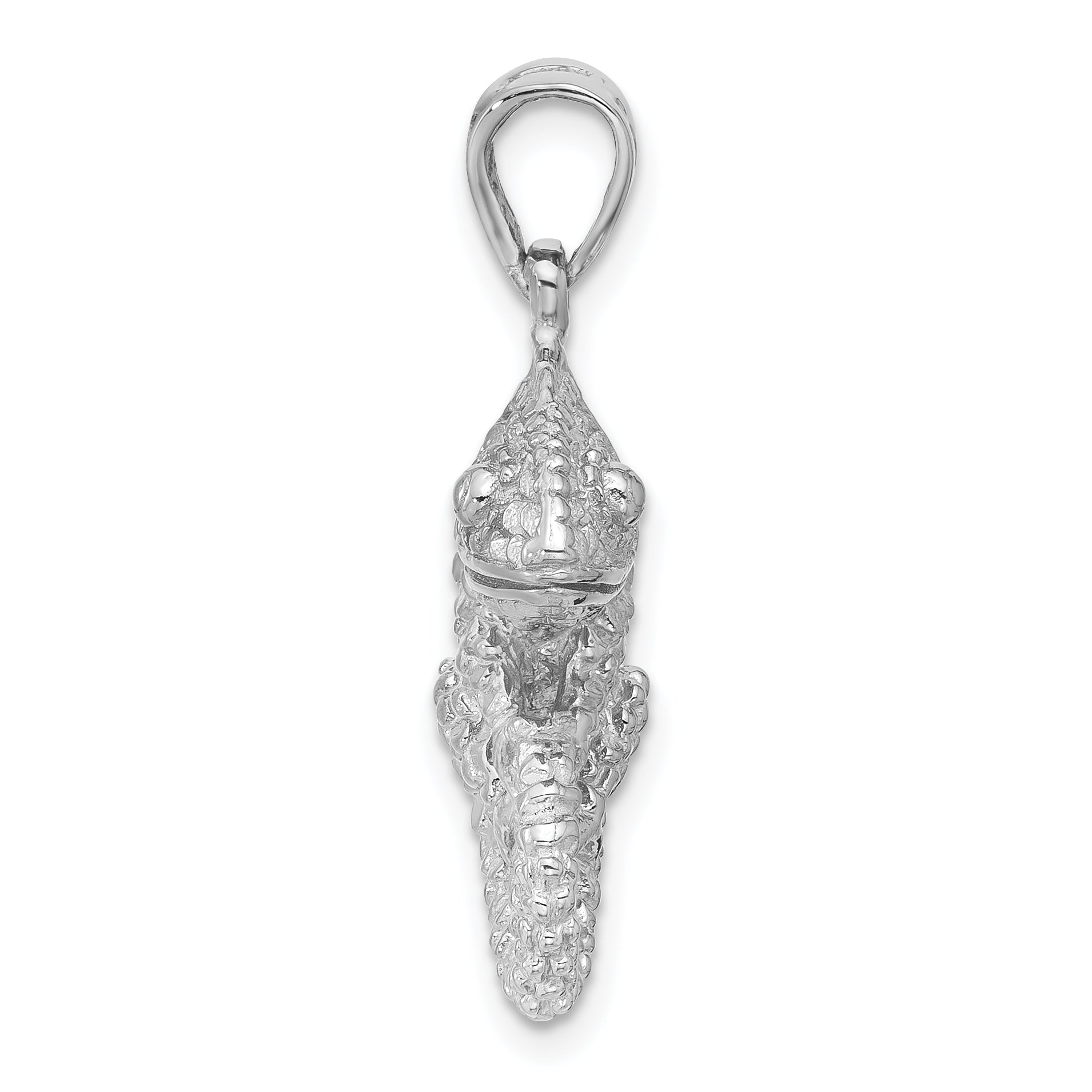 Sterling Silver Rhodium-plated Polished and Textured 3D Chameleon Pendant Secondary image