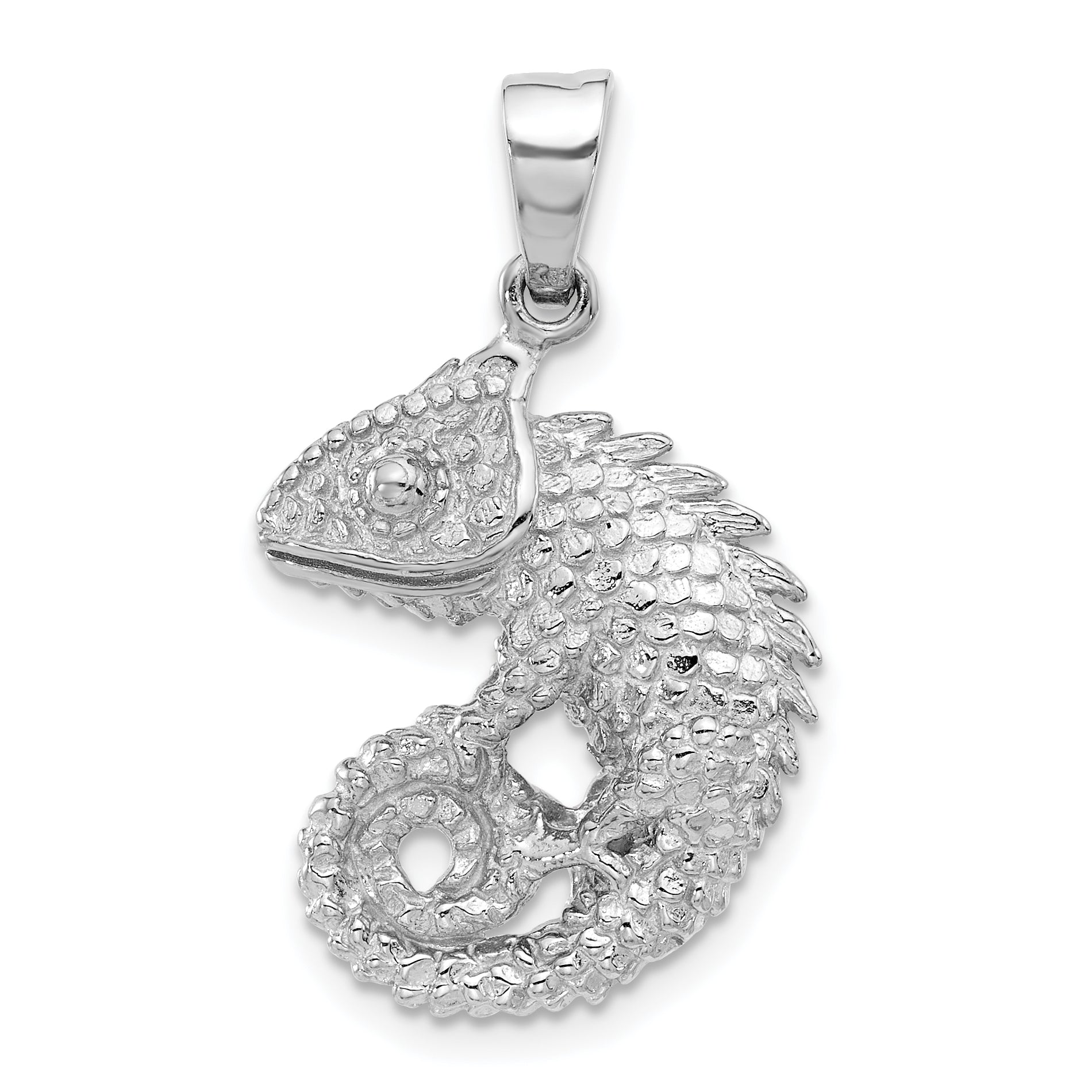Sterling Silver Rhodium-plated Polished and Textured 3D Chameleon Pendant Main image