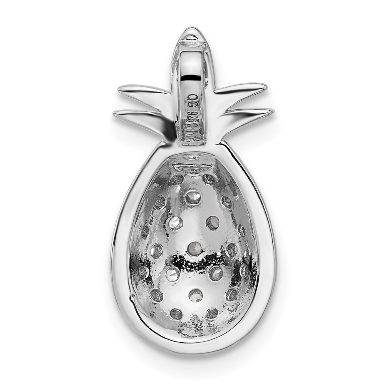 Pure Fire Sterling Silver Rhod-plated CZ Pineapple Pendant