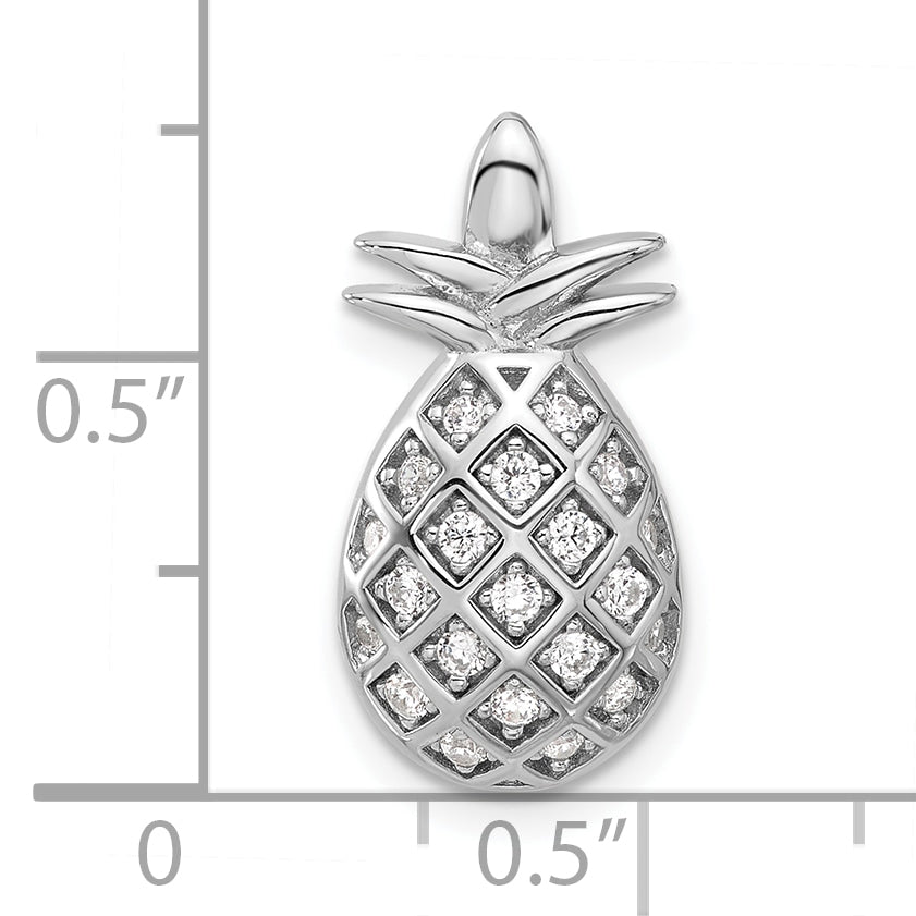 Pure Fire Sterling Silver Rhod-plated CZ Pineapple Pendant